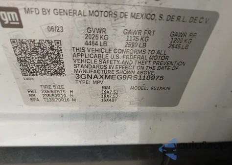 2024 Chevrolet Equinox Fwd Rs from USA, damaged, VIN 3GNAXMEG9RS110975
